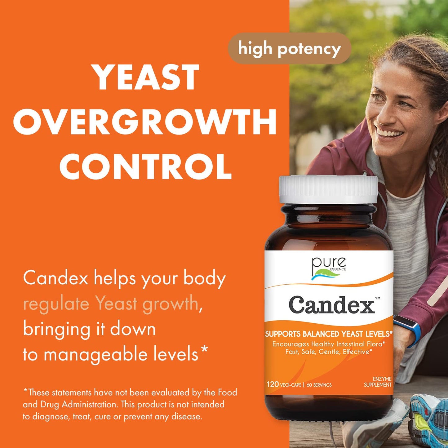 Pure Essence Candex Supplement - Yeast Overgrowth Supplement with Digestive Enzymes, Yeast Infection Probiotic Treatment for Men and Women - 120 Capsules - PrimeBioHealth - canada supplements