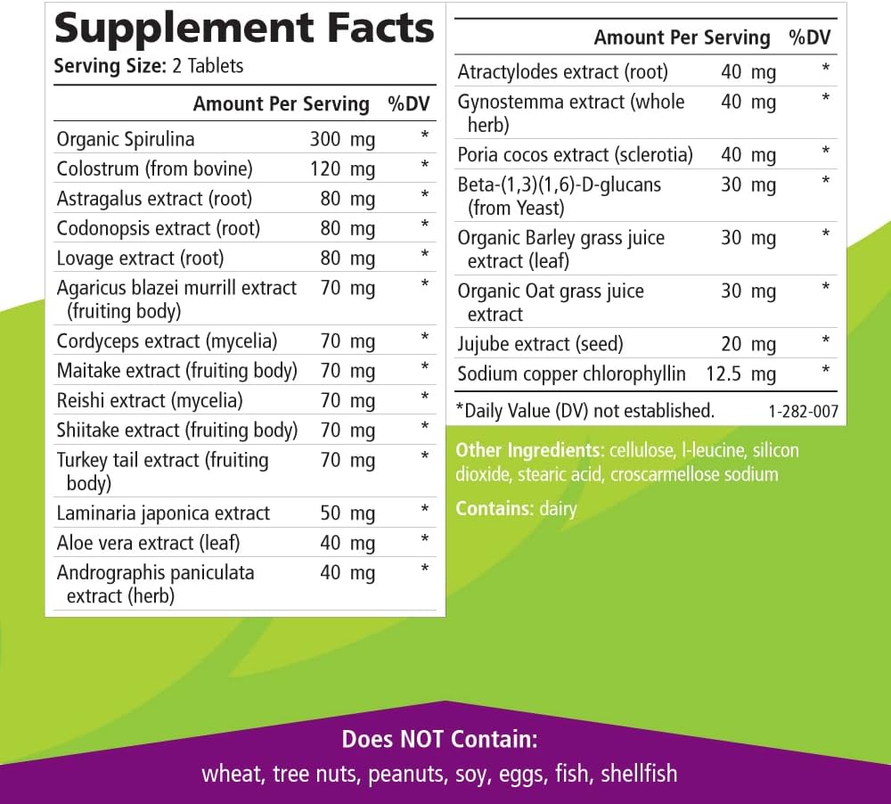 Pure Essence Immune Cellular Support System with Maitake, Reishi, Shitake Mushroom, Spirulina, Colostrum, Fucoidan and More - 60 Tablets - PrimeBioHealth - canada supplements