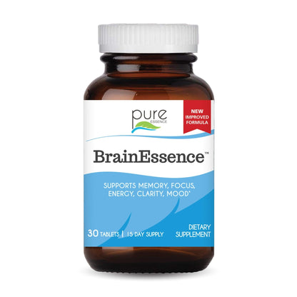 PURE ESSENCE LABS Brain Essence - Memory Supplement & Vitamin for Men, Women & Adults - Herbal Booster for Memory, Focus, Clarity & Stress Relief - Bacopa Monnieri, Ashwagandha & More (60 Tablets) - PrimeBioHealth - canada supplements
