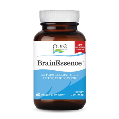 PURE ESSENCE LABS Brain Essence - Memory Supplement & Vitamin for Men, Women & Adults - Herbal Booster for Memory, Focus, Clarity & Stress Relief - Bacopa Monnieri, Ashwagandha & More (60 Tablets) - PrimeBioHealth - canada supplements