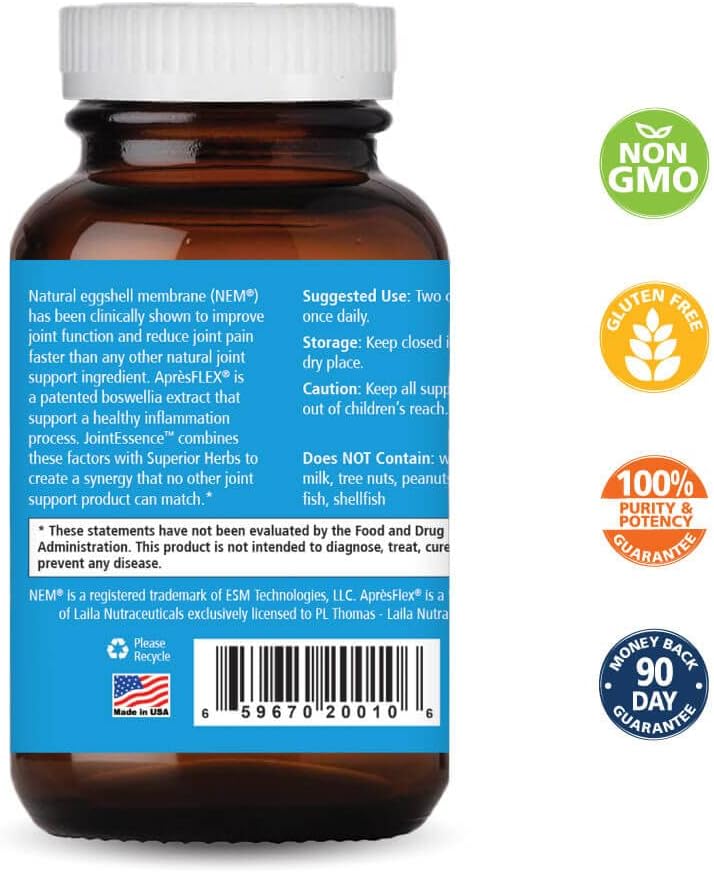 Pure Essence Labs JointEssence Supplement - Natural Joint Support for Men and Women - Non GMO - 60 Vegetarian Capsules - PrimeBioHealth - canada supplements