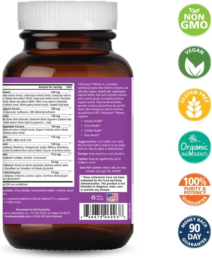 PURE ESSENCE LABS LifeEssence Women's Formula - World's Most Energetic Multiple - The Master Multiple - 120 Tablets - PrimeBioHealth - canada supplements
