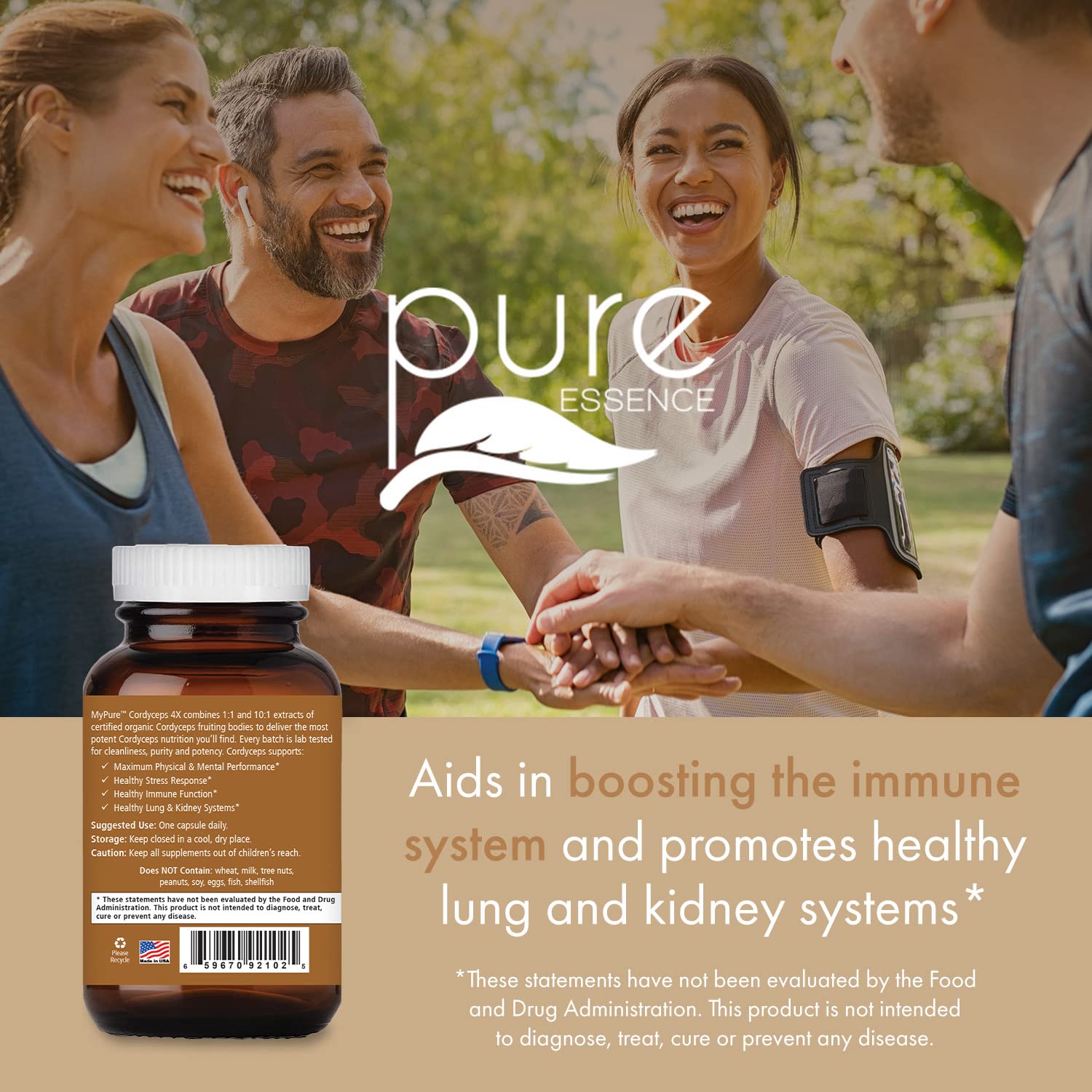 PURE ESSENCE LABS MyPure Cordyceps 4X Mushrooms - Concentrated Cordyceps Mushroom Powder Supplements for Immune System, Stress Response, Physical & Mental Performance - 2 Months Supply - PrimeBioHealth - canada supplements