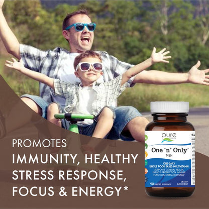 PURE ESSENCE LABS One N Only Multivitamin for Men, Natural One a Day Herbal Supplement with Vitamin D3, B12, and Biotin with Whole Foods, 90 Tablets - PrimeBioHealth - canada supplements