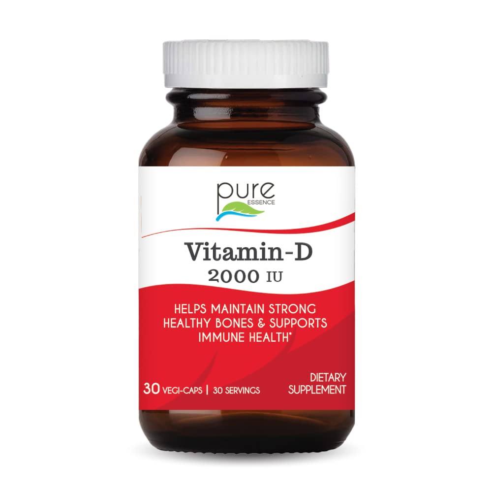 PURE ESSENCE LABS Vitamin D 2000 IU - Best Immune Support for Adults - Organic & Natural Vitamins - Immunity Booster & Dietary Supplements (30 Capsules) - PrimeBioHealth - canada supplements
