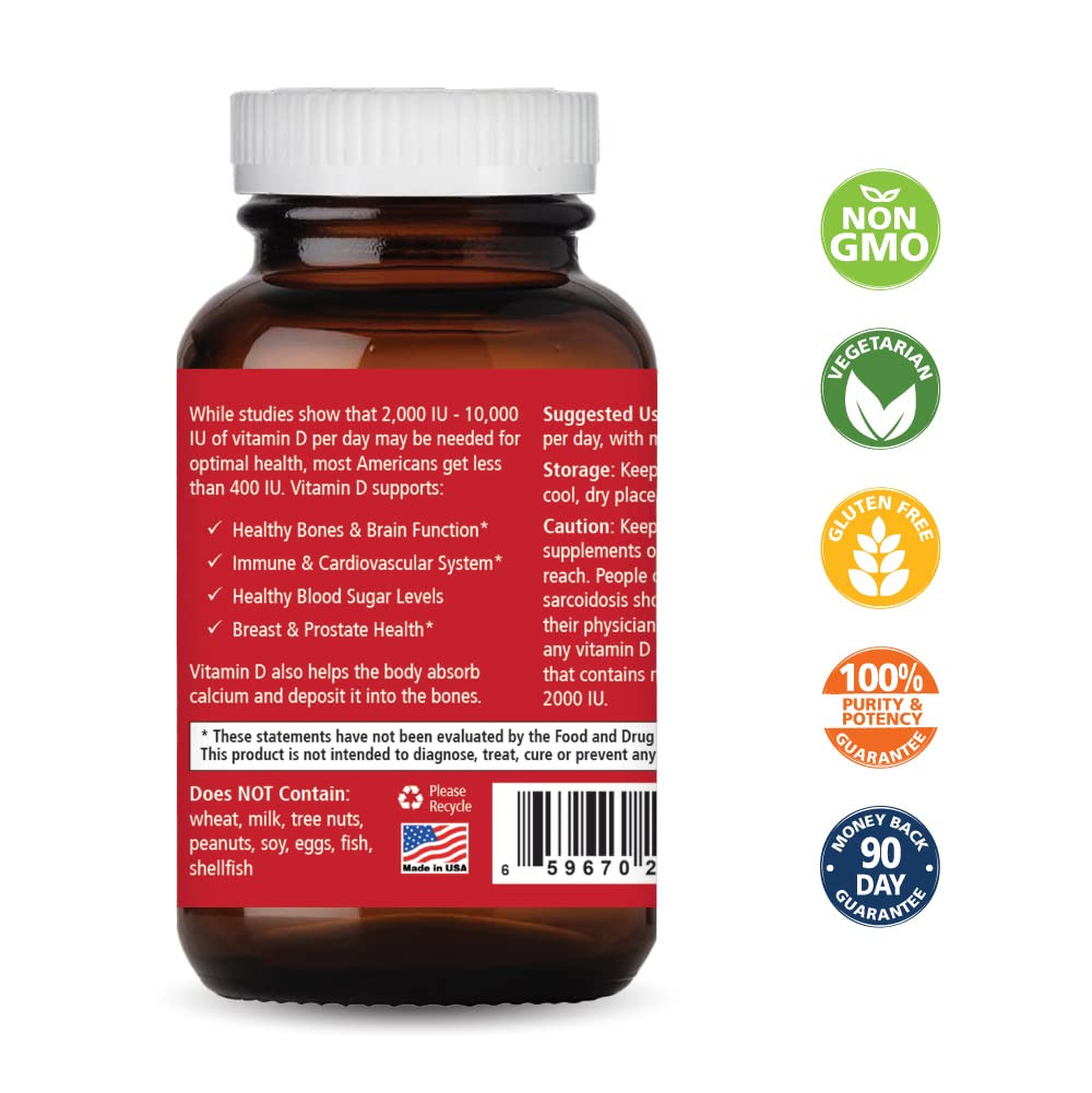 Pure Essence Labs Vitamin D - 5000 IU of Vitamin D from 100% Pure Cholecalciferol - 30 Vegetarian Capsules - PrimeBioHealth - canada supplements