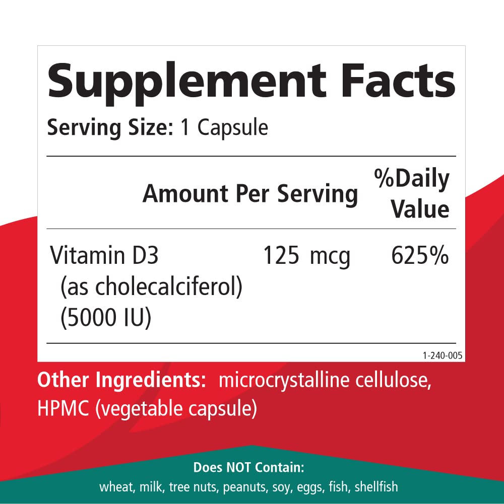 Pure Essence Labs Vitamin D - 5000 IU of Vitamin D from 100% Pure Cholecalciferol - 30 Vegetarian Capsules - PrimeBioHealth - canada supplements