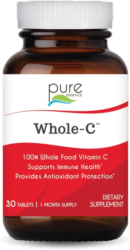 PURE ESSENCE LABS Whole-C Whole Food Vitamin C - Best Immune Support - Organic & Nature Vitamins - Immunity Booster & Dietary Supplements (30 Tablets) - PrimeBioHealth - canada supplements