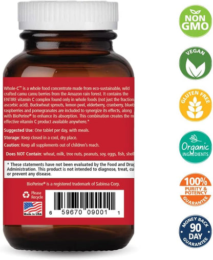 PURE ESSENCE LABS Whole-C Whole Food Vitamin C - Best Immune Support - Organic & Nature Vitamins - Immunity Booster & Dietary Supplements (30 Tablets) - PrimeBioHealth - canada supplements