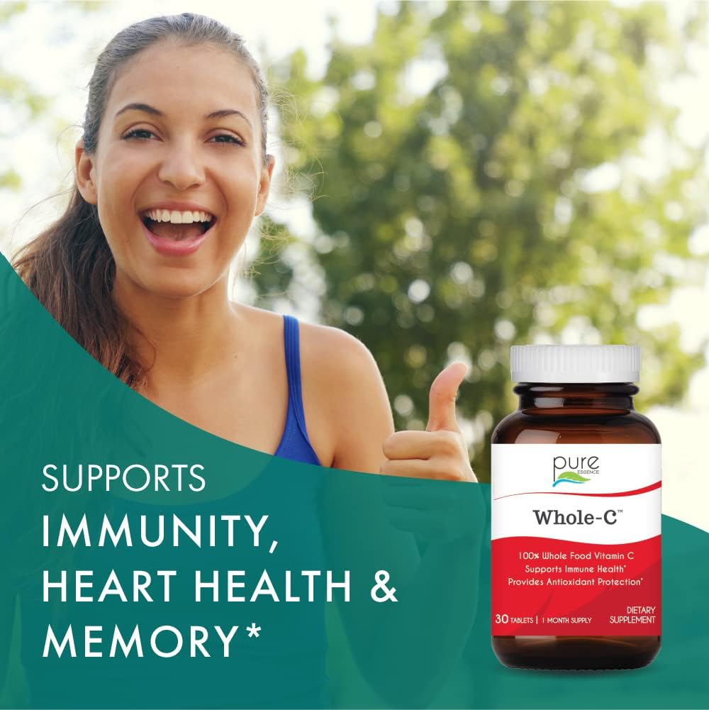 PURE ESSENCE LABS Whole-C Whole Food Vitamin C - Best Immune Support - Organic & Nature Vitamins - Immunity Booster & Dietary Supplements (30 Tablets) - PrimeBioHealth - canada supplements