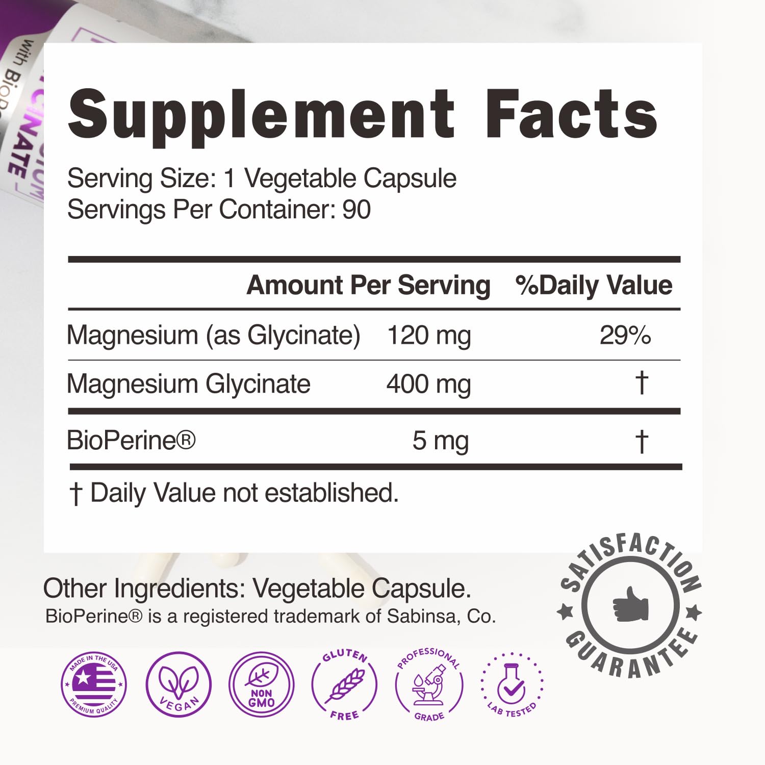Pure Magnesium Glycinate 400mg - 5X Higher Absorption - Support Stress Relief, Sleep, Bone Health - 100% Chelated - Pure Magnesium Supplement - PrimeBioHealth - canada supplements