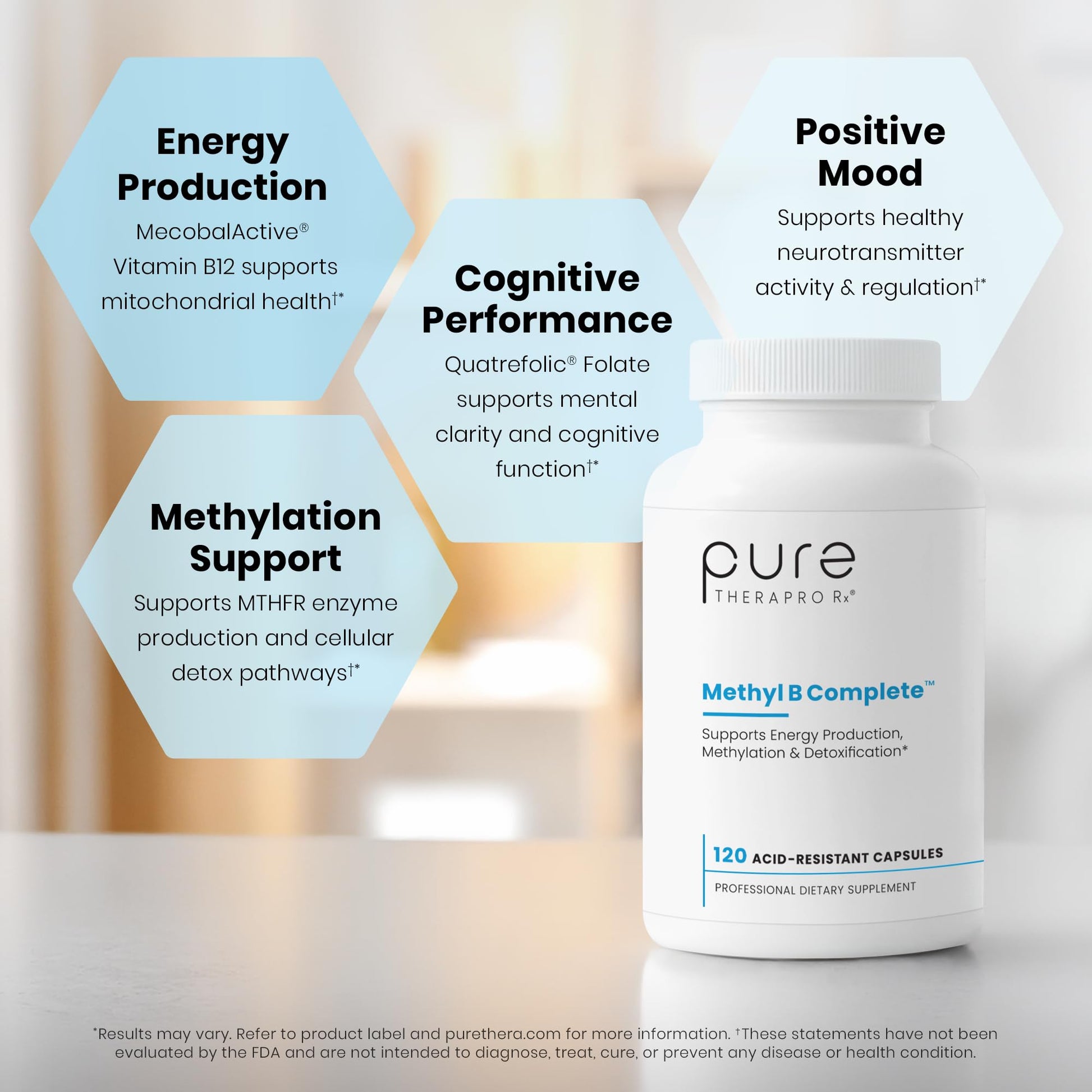 Pure Therapro Rx Methylated B Complex Vitamins Made in USA, 4 Month Supply | Methyl B Complete Quatrefolic 5-MTHF Folate, B12 Methylcobalamin, - PrimeBioHealth - canada supplements