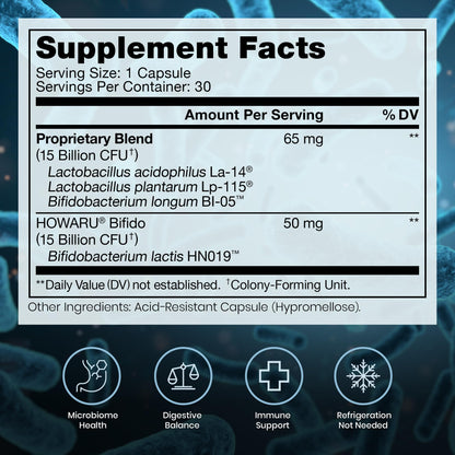 Pure Therapro Rx Power Probiotic Daily - 30 Acid-Resistant Capsules | 4 Proven Strains - 30 Billion CFU/Capsule | Patented Activ-Vial Desiccant Bottle to Ensure Freshness | NO Refrigeration Required - PrimeBioHealth - canada supplements