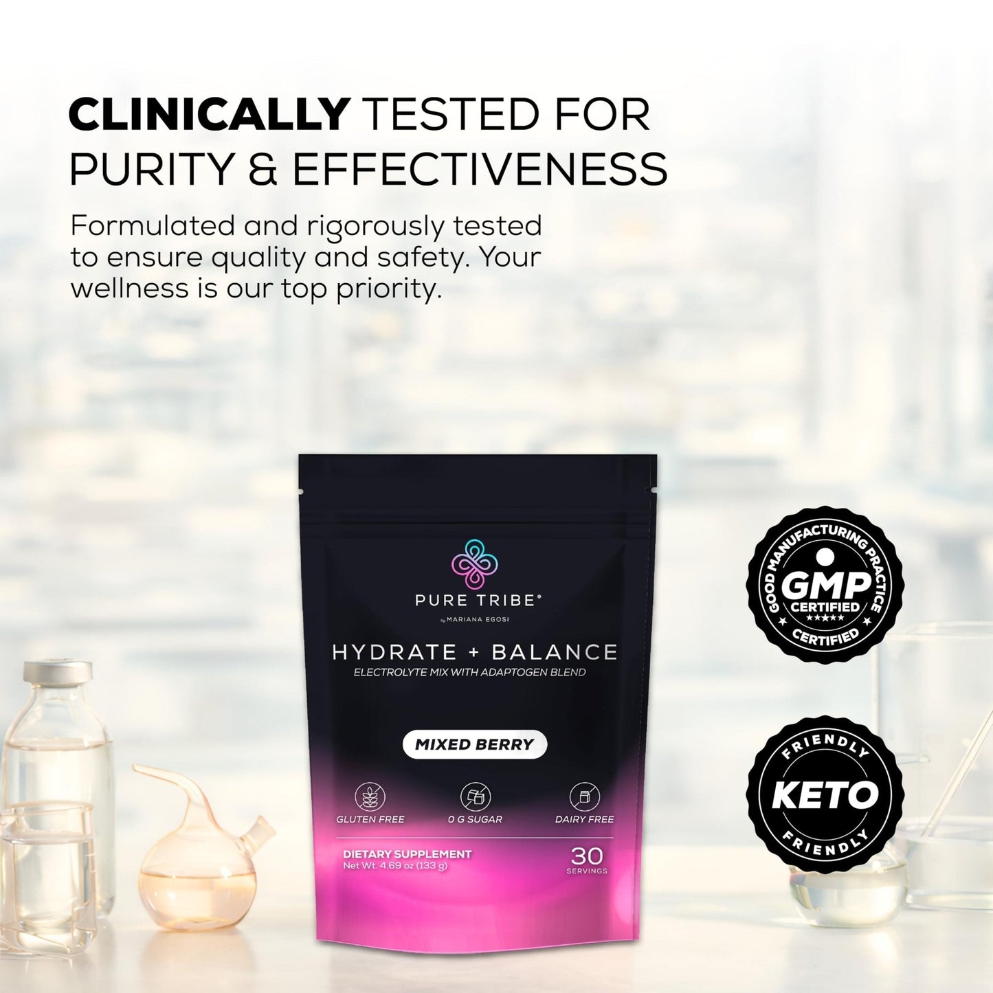 PURE TRIBE Instant Hydration Electrolytes Powder Packets with Magnesium & Salt – Zero Sugar Hydration Packets with 6 B Vitamins & Adaptogens - PrimeBioHealth - canada supplements