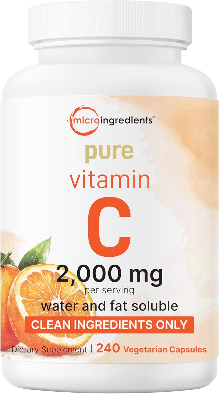 Pure Vitamin C 2,000mg, 240 Veggie Capsules | Highly Bioavailable Fat & Water Soluble Forms | Max Potency | Antioxidant & Immune Support Supplement | Easily Absorbed, Non-GMO, Filler Free - PrimeBioHealth - canada supplements