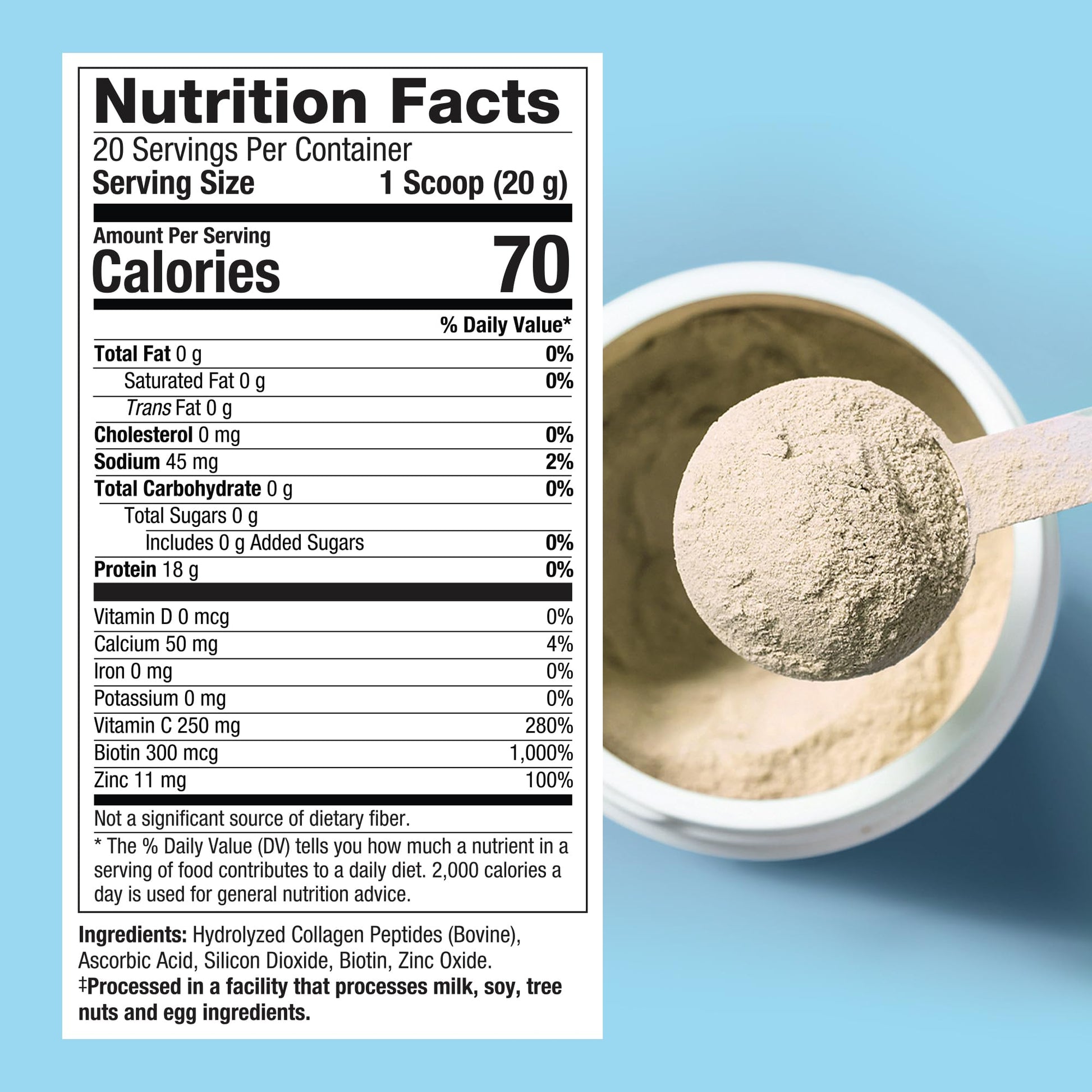 Purely Inspired Collagen Powder, Unflavored (20 Servings) - 20g Hydrolyzed Collagen Peptides Protein Powder for Women & Men - Grass-Fed & Pasture Raised Supports Hair - PrimeBioHealth - canada supplements