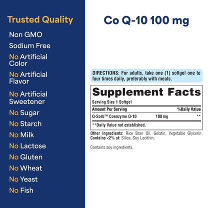 Puritan's Pride Coenzyme CoQ10 100mg, Dietary Supplement for Heart Health, Blood Pressure, Oral Gum Health, and Healthy Aging Support - PrimeBioHealth - canada supplements