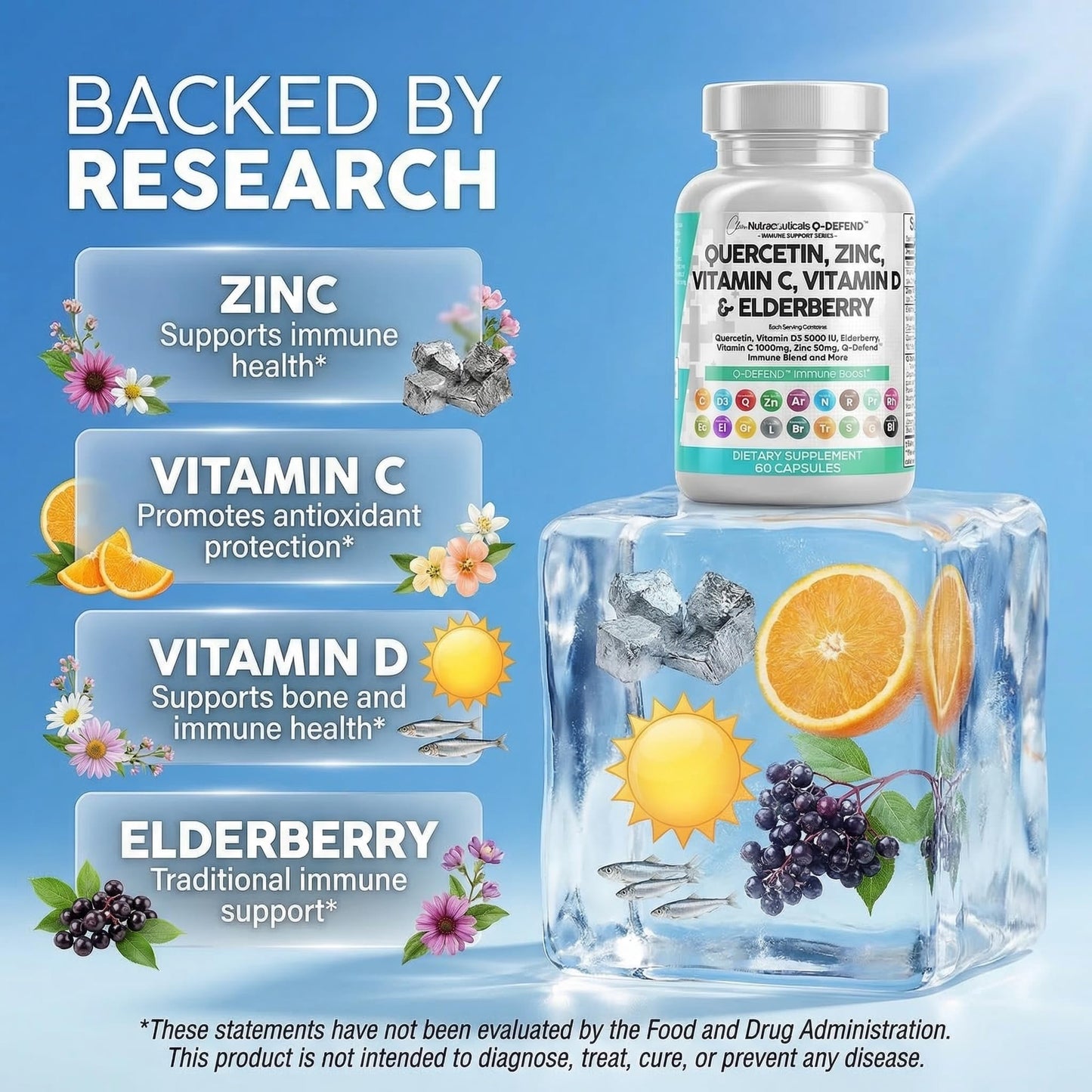 Q Defend Quercetin Supplement with Zinc Vitamin C Vitamin D Elderberry Turmeric Black Pepper Garlic Ginger Sea Moss Lysine Stinging Nettle Reishi Mushroom Immune - PrimeBioHealth - canada supplements