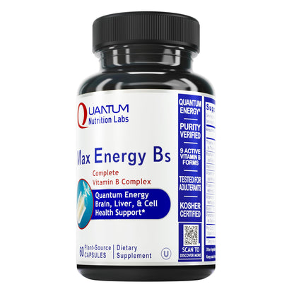 Quantum Nutrition Labs Max Energy Bs - Vitamin B Complex, Methylated B Complex Vitamins with Vitamin B1, B6, B12, Thiamin, Folate and Biotin - PrimeBioHealth - canada supplements