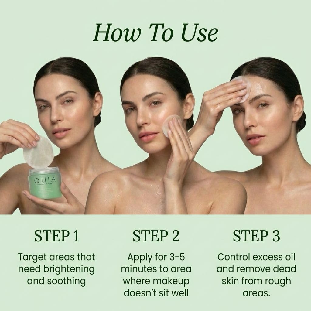 QUIA Toner Pads – AHA/BHA Dual-Action Exfoliate and Hydrate All in One – Soothing Formula for Sensitive Skin – Reduces Blackheads and Blemishes - PrimeBioHealth - canada supplements