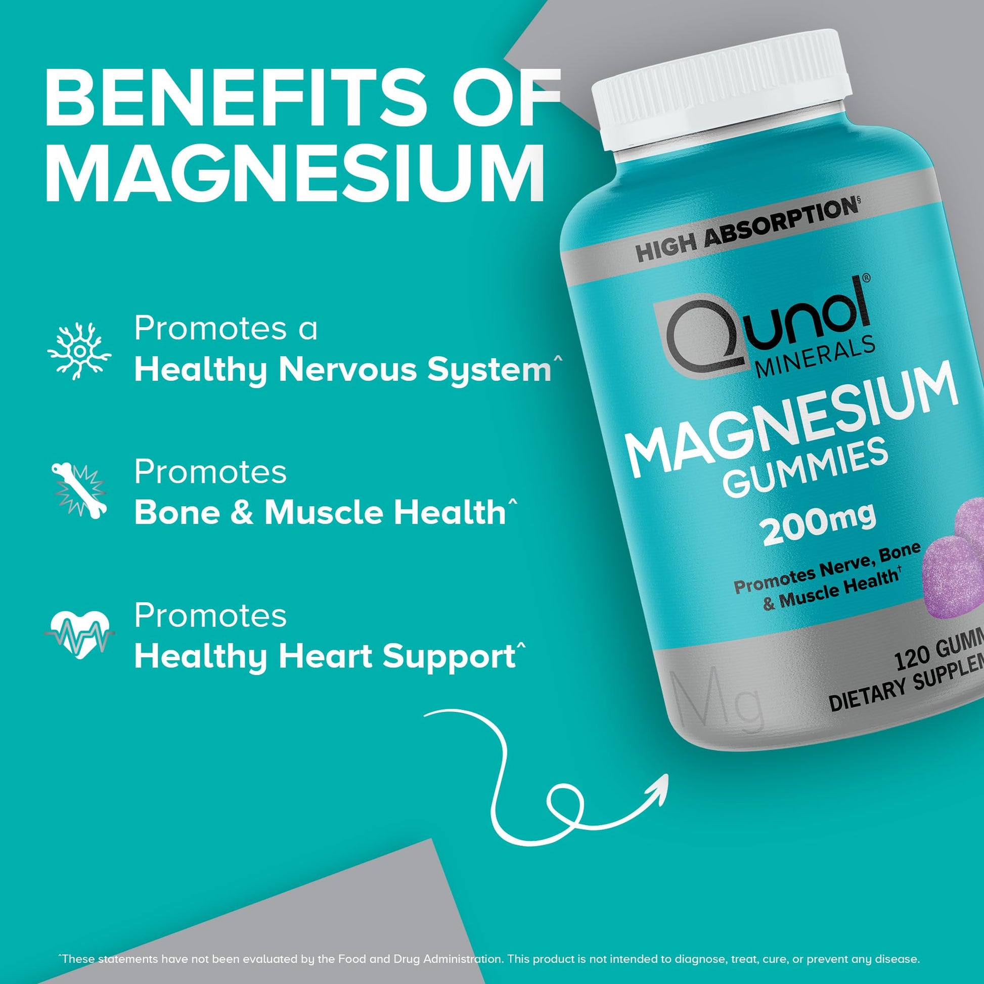 Qunol Magnesium Gummies for Adults, 200mg Elemental Magnesium (from 1,750mg Magnesium Citrate), High Absorption Magnesium Supplement, Supports Nerve, - PrimeBioHealth - canada supplements
