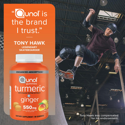 Qunol Turmeric and Ginger with Black Pepper Gummies, Turmeric Curcumin Supplement, Joint Health Support Gummy, 90ct Gummies - PrimeBioHealth - canada supplements