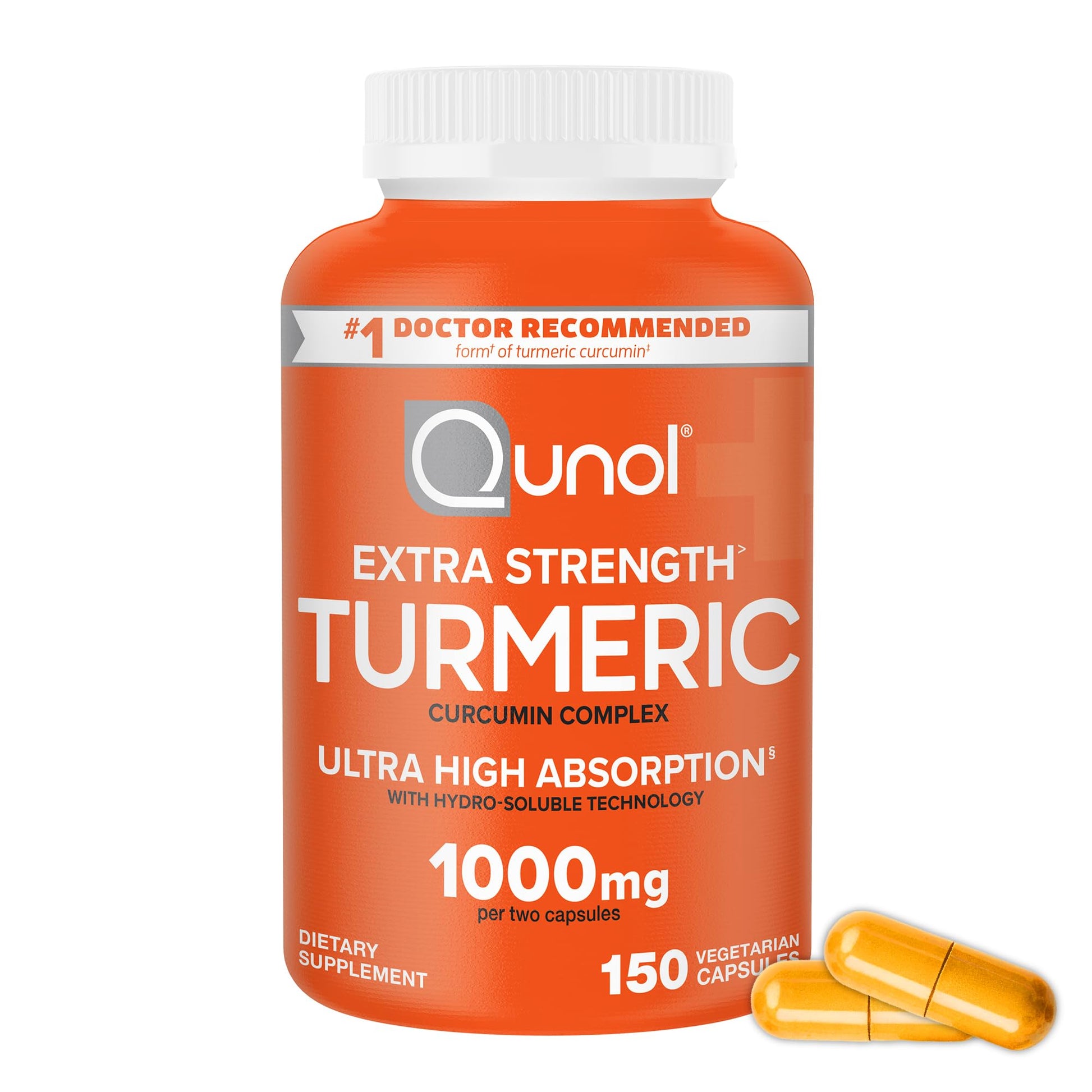 Qunol Turmeric Curcumin Supplement, 1000mg with Ultra High Absorption, for Joint Support, Extra Strength Capsules, 150 Count - PrimeBioHealth - canada supplements