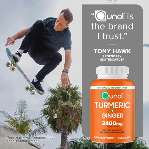 Qunol Turmeric Curcumin with Black Pepper & Ginger, 2400mg Turmeric Extract with 95% Curcuminoids, Extra Strength Supplement - PrimeBioHealth - canada supplements