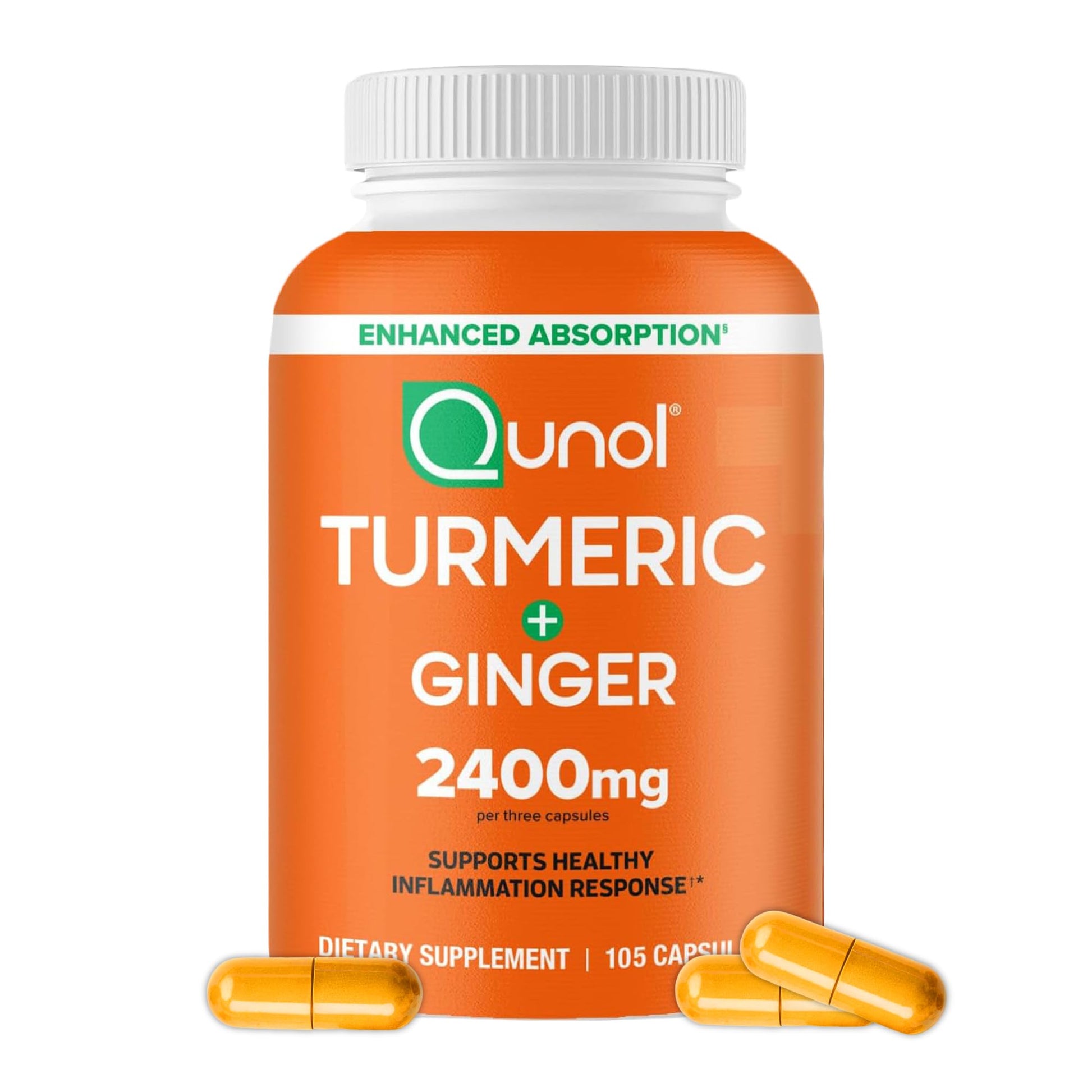 Qunol Turmeric Curcumin with Black Pepper & Ginger, 2400mg Turmeric Extract with 95% Curcuminoids, Extra Strength Supplement - PrimeBioHealth - canada supplements