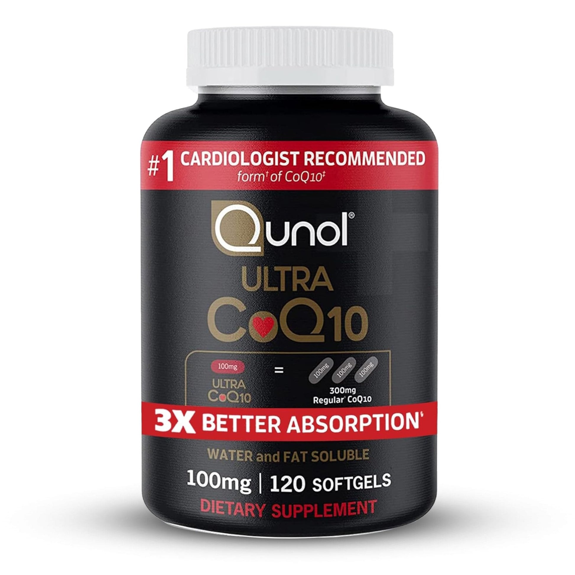 Qunol Ultra CoQ10 100mg, 3x Better Absorption, Patented Water and Fat Soluble Natural Supplement Form of Coenzyme Q10 - PrimeBioHealth - canada supplements