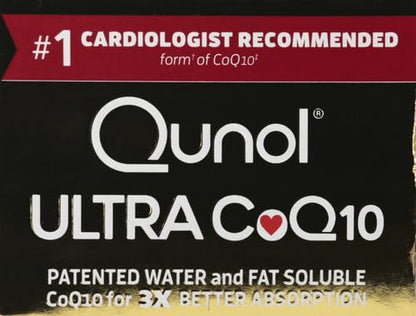 Qunol Ultra CoQ10 100mg, 3x Better Absorption, Patented Water and Fat Soluble Natural Supplement Form of Coenzyme Q10 - PrimeBioHealth - canada supplements