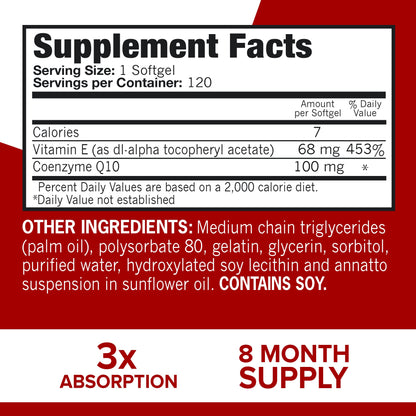 Qunol Ultra CoQ10 100mg, 3x Better Absorption, Patented Water and Fat Soluble Natural Supplement Form of Coenzyme Q10 - PrimeBioHealth - canada supplements