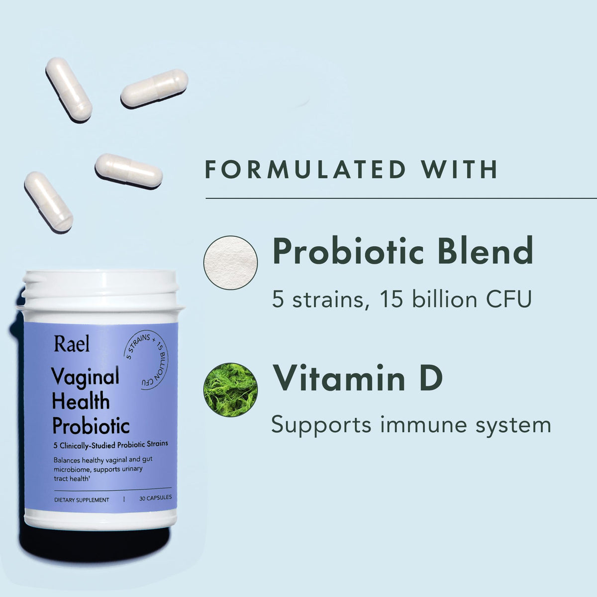 Rael Probiotics for Women - pH Balance Supplement with Prebiotics, Vaginal Immune Health (30 Servings) - PrimeBioHealth - canada supplements