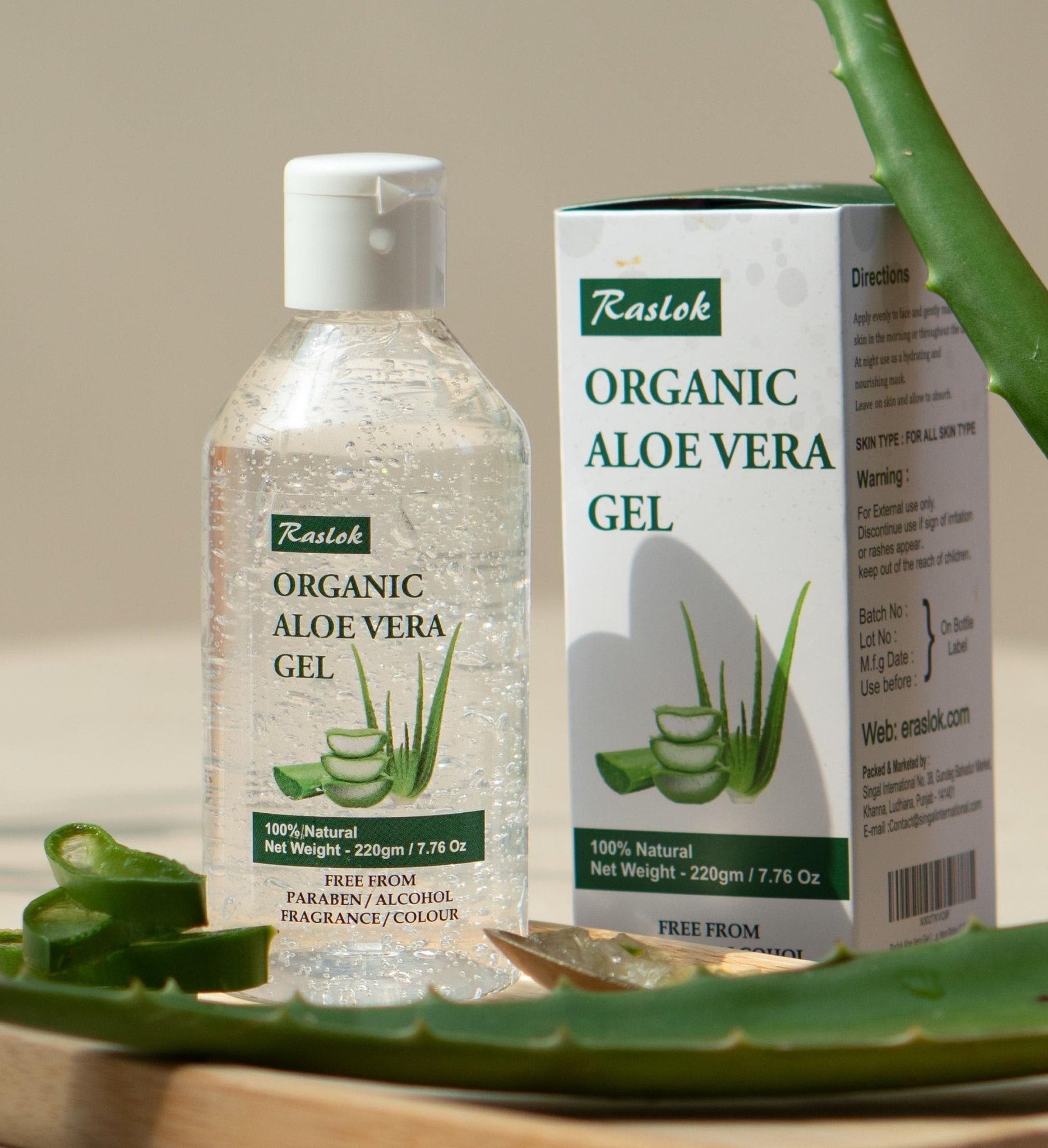 Raslok Aloe Vera Gel | 99% Pure Natural Aloe Gel For Moisturizing Face Skin & Hair Care,Durable Moisturizing Hydrating Soothing, Non-Sticky (7.7 OZ) - PrimeBioHealth - canada supplements