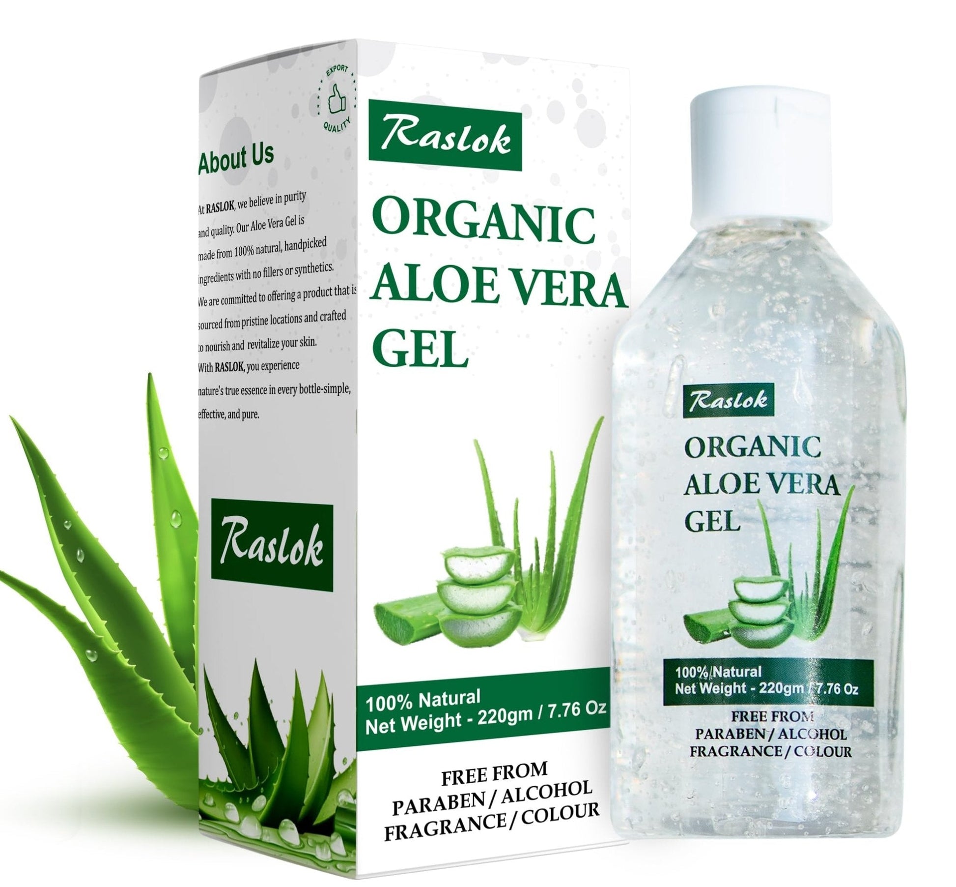 Raslok Aloe Vera Gel | 99% Pure Natural Aloe Gel For Moisturizing Face Skin & Hair Care,Durable Moisturizing Hydrating Soothing, Non-Sticky (7.7 OZ) - PrimeBioHealth - canada supplements