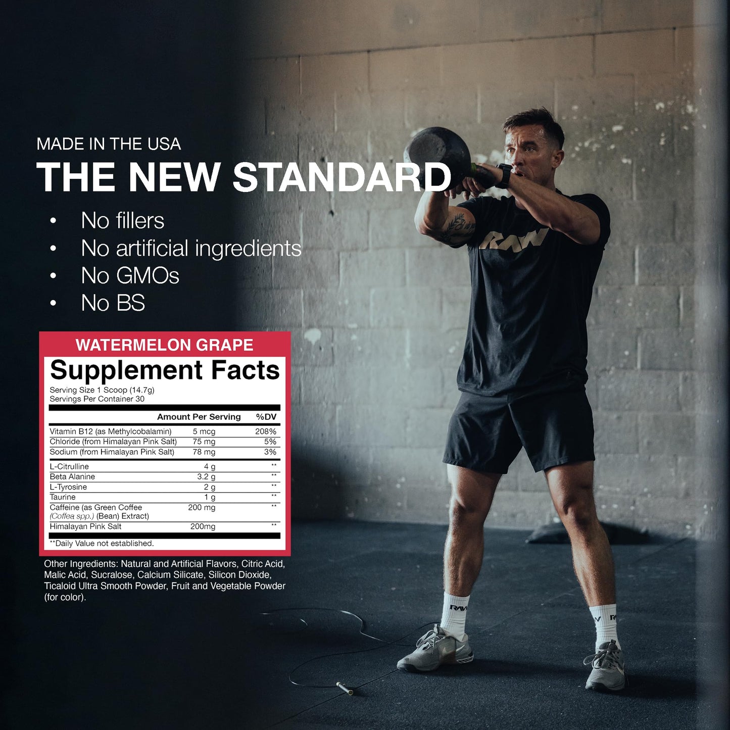 RAW Essential Pre-Workout Powder (Watermelon Grape) - Chris Bumstead Sports Nutrition Supplement for Men & Women - Preworkout Energy Powder with Caffeine, L-Citrulline, - PrimeBioHealth - canada supplements