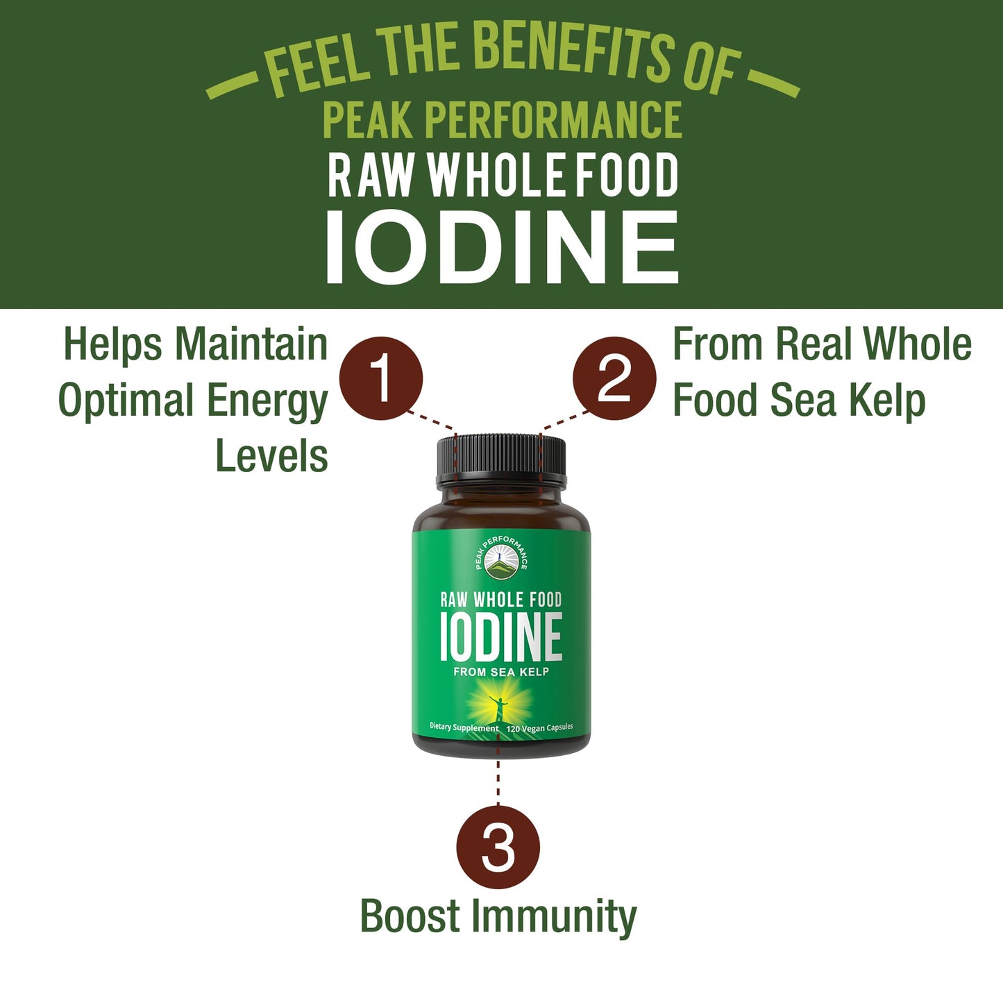 Raw Whole Food Iodine Supplement from Organic Kelp (Ascophyllum Nodosum) by Peak Performance. Potassium Iodide Support Tablets. for Metabolism, Energy, and Immune. 60 Vegan Capsules, Pills - PrimeBioHealth - canada supplements
