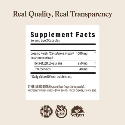 Real Mushrooms Reishi Mushroom Capsules - Handpicked Organic Mushroom Extracts - PrimeBioHealth - canada supplements