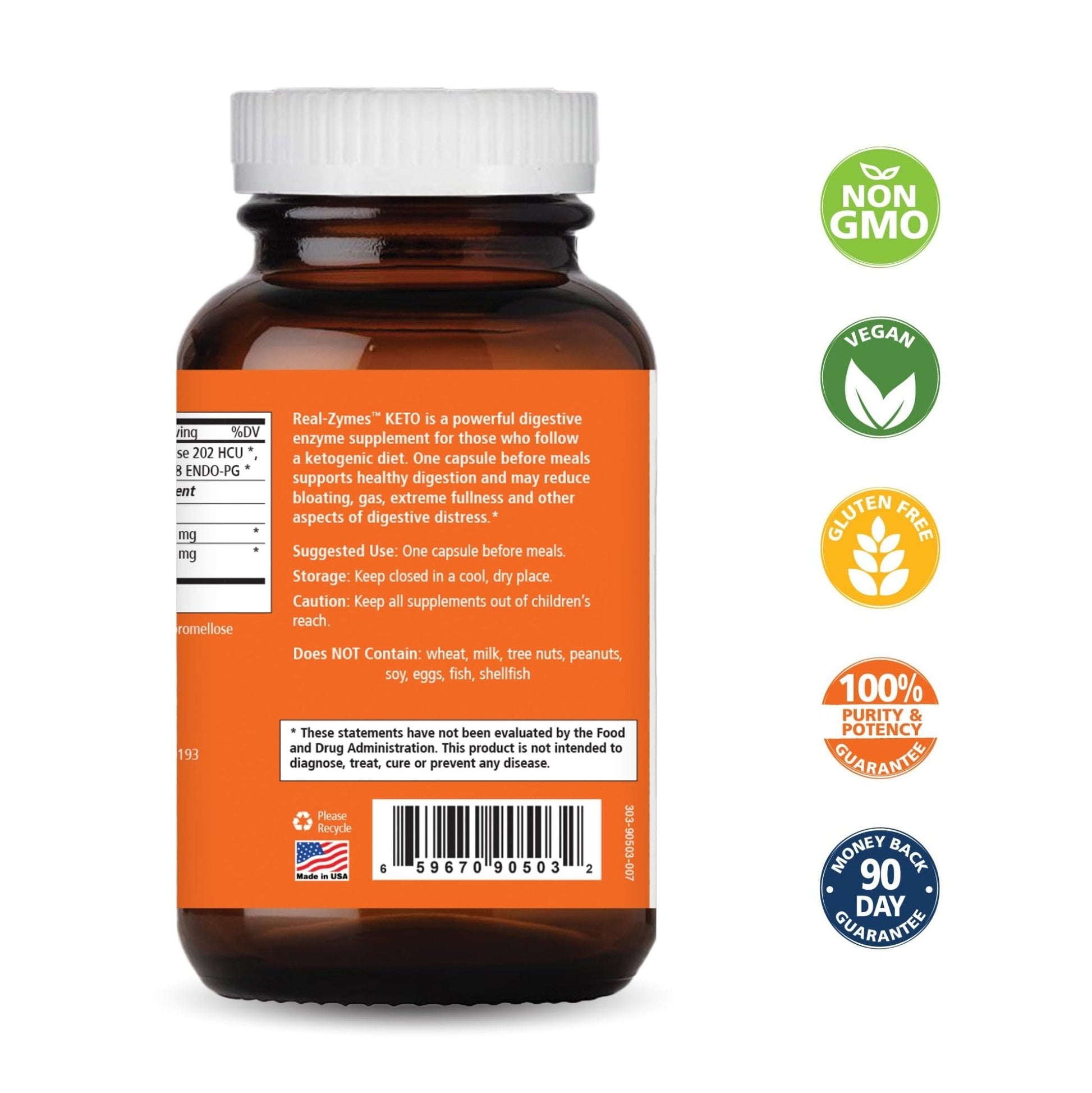 Real-Zymes™ KETO Digestive Enzymes Supplement with Probiotics for Better Digestion - Natural Support for Relief of Bloating, Gas, Belching, Diarrhea, Constipation, IBS, etc. - 30 Caps - PrimeBioHealth - canada supplements