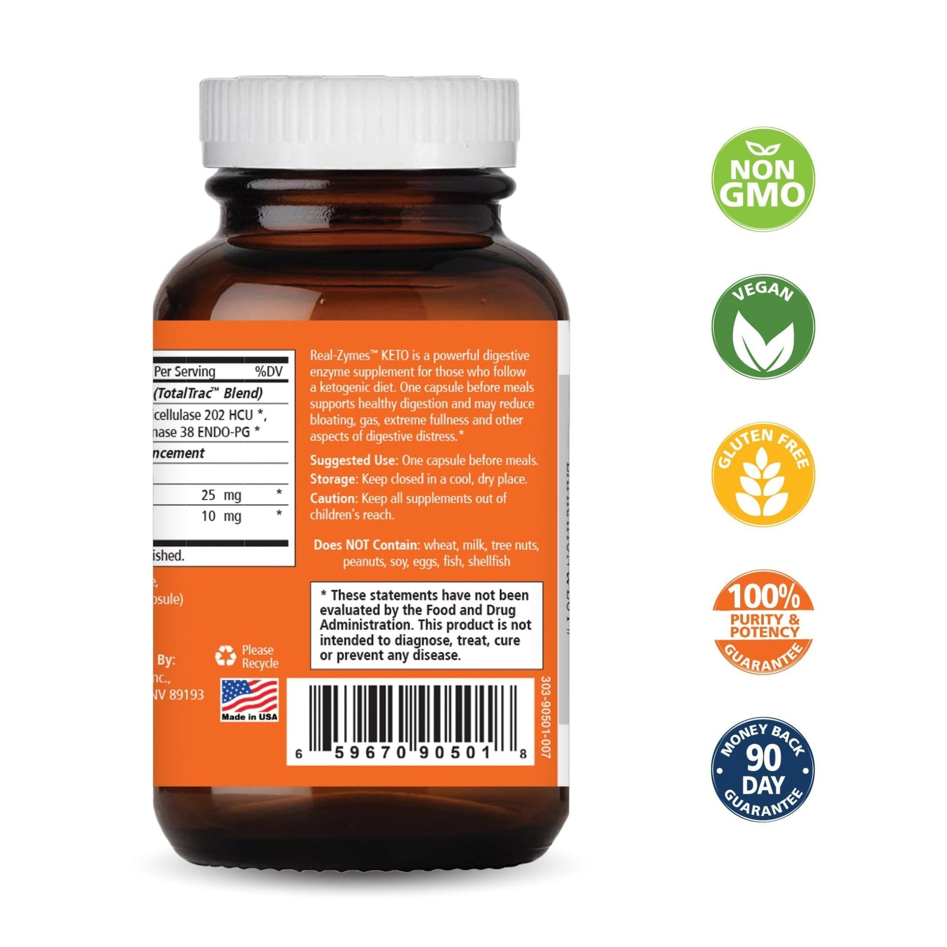Real-Zymes™ KETO Digestive Enzymes Supplement with Probiotics for Better Digestion - Natural Support for Relief of Bloating, Gas, Belching, Diarrhea, Constipation, IBS, etc. - 30 Caps - PrimeBioHealth - canada supplements