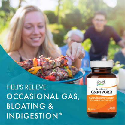 Real-Zymes™ OMNIVORE Digestive Enzymes Supplement with Probiotics for Better Digestion - Natural Support for Relief of Bloating, Gas, Belching, Diarrhea, Constipation, IBS, etc. - 30 Caps - PrimeBioHealth - canada supplements