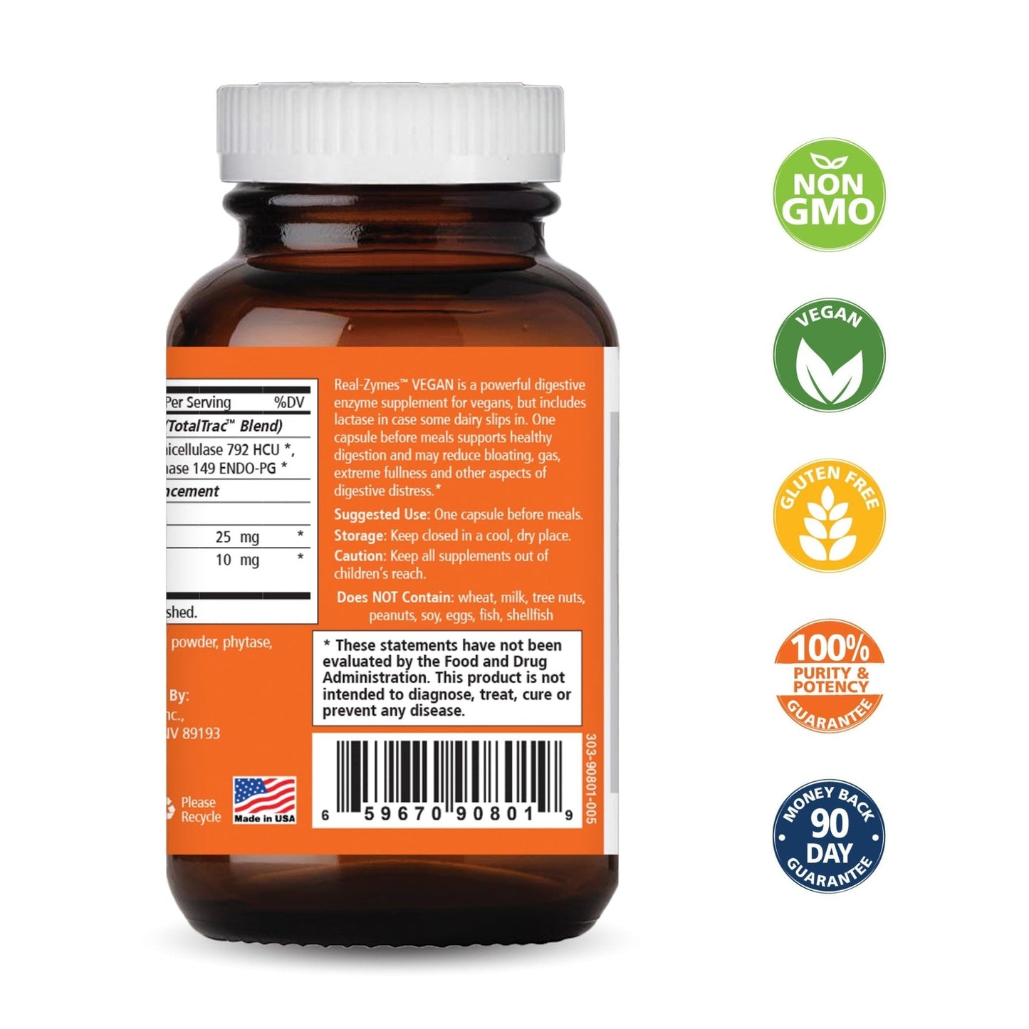 Real-Zymes™ VEGAN Digestive Enzymes Supplement with Probiotics for Better Digestion - Natural Support for Relief of Bloating, Gas, Belching, Diarrhea, Constipation, IBS, etc. - 90 Caps - PrimeBioHealth - canada supplements