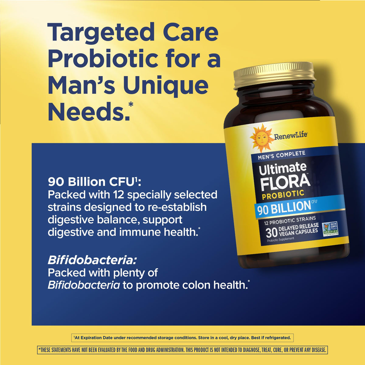 Renew Life Men's Care Probiotic Capsules, Supports Mens Digestive, Colon, Immune and Respiratory Health, L. Rhamnosus GG, Dairy, Soy and gluten-free, 90 Billion CFU, 30 Count - PrimeBioHealth - canada supplements