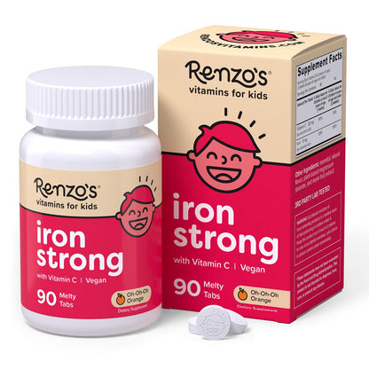 Renzo's Iron Supplements for Kids, Dissolvable Vegan Kids Iron Supplement with Vitamin C, Sugar-Free Melty Tabs - PrimeBioHealth - canada supplements