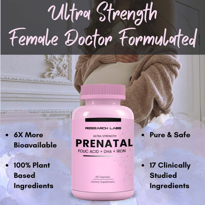Research Labs Prenatal Vitamins for Women 2 Fer 1 Ad: 6X More Bioavailable Methylated Folate Folic Acid MTHF 5 | Supports Brain Development, Healthy Growth - PrimeBioHealth - canada supplements