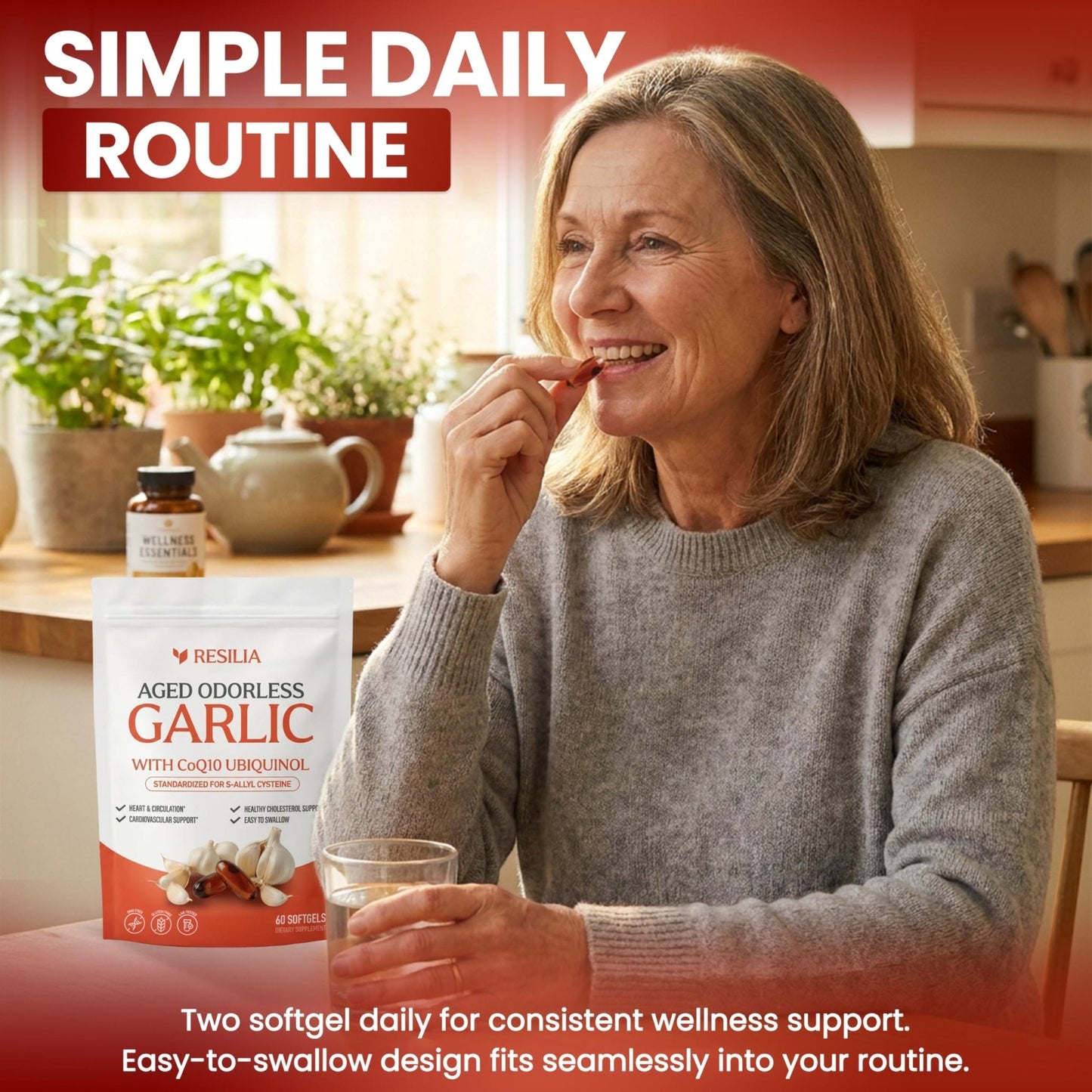 Resilia Garlic Extract 600mg Softgels (60ct) – Odorless Aged Garlic with CoQ10 Ubiquinol & Vitamin K2 as MK-7 – 20-Month Matured, Standardized for S-Allyl Cysteine - Heart & Immune Support - PrimeBioHealth - canada supplements