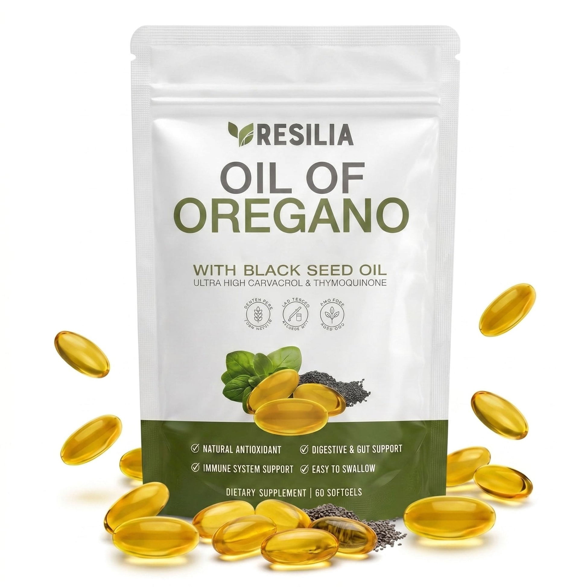 Resilia Softgels with Black Seed Oil – Premium Grade Oregano Oil Capsules for Immune & Digestive Support – Non-GMO, Gluten-Free Softgels – Natural Herbal Wellness Supplement (60 Count) - PrimeBioHealth - canada supplements