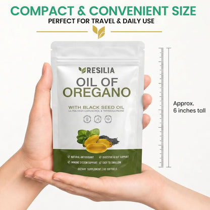 Resilia Softgels with Black Seed Oil – Premium Grade Oregano Oil Capsules for Immune & Digestive Support – Non-GMO, Gluten-Free Softgels – Natural Herbal Wellness Supplement (60 Count) - PrimeBioHealth - canada supplements