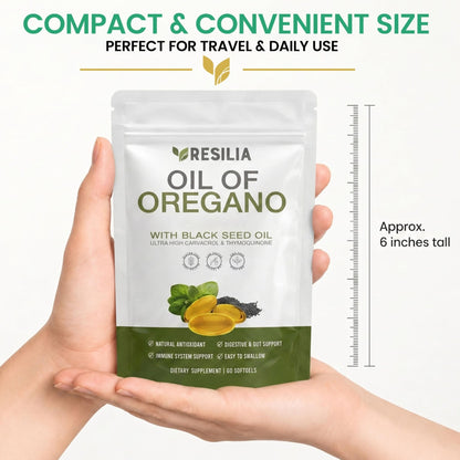 Resilia Softgels with Black Seed Oil – Premium Grade Oregano Oil Capsules for Immune & Digestive Support – Non-GMO, Gluten-Free Softgels – Natural Herbal Wellness Supplement (60 Count) - PrimeBioHealth - canada supplements