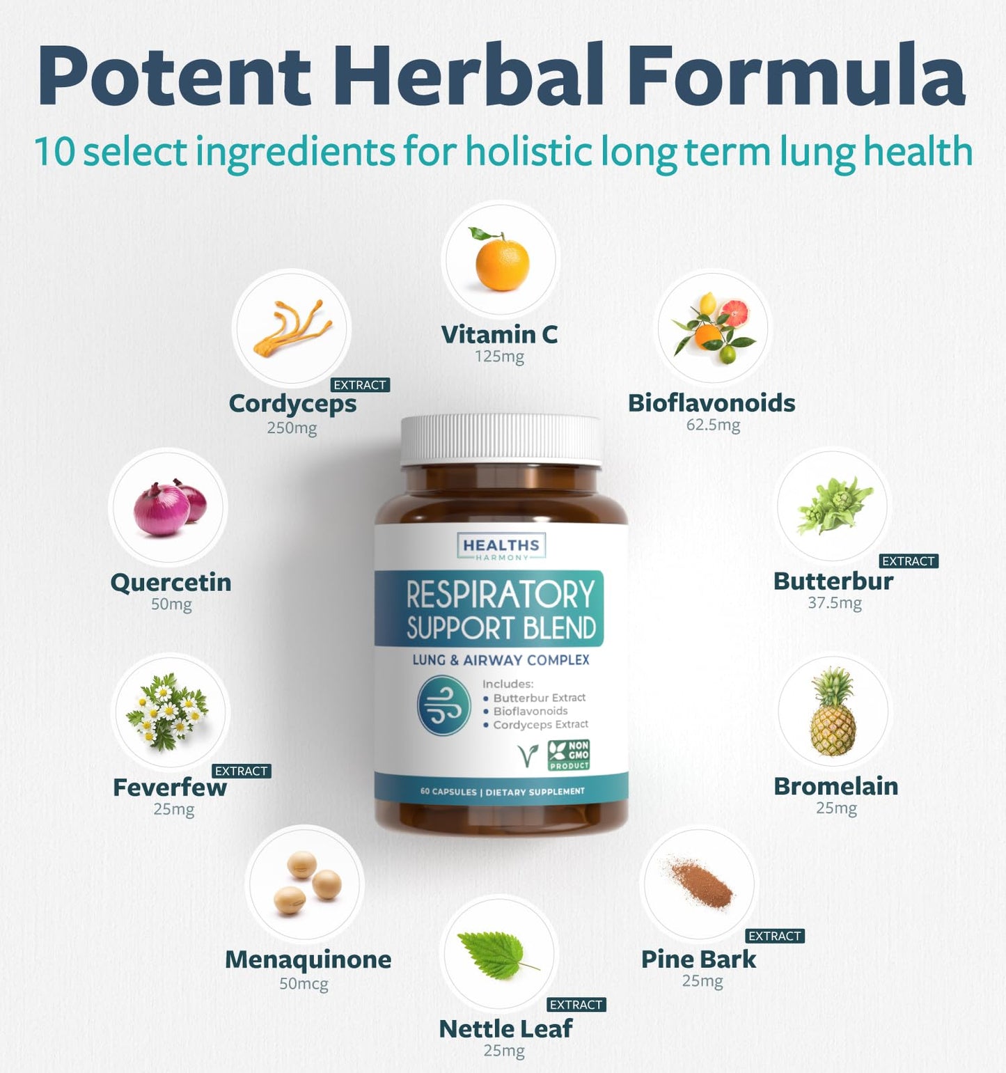 Respiratory Lung Health Supplement - Invigorating Lung Support Supplement Helps Support Clear Airways Mucus Removal and Seasonal or Year Round Detox - Vegan Herbal Non-GMO Formula (2 Months Supply) - PrimeBioHealth - canada supplements
